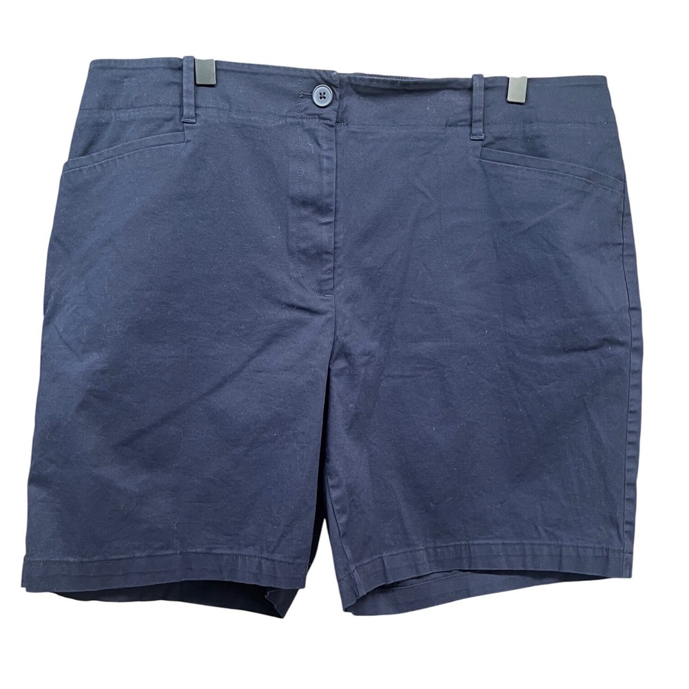 Talbots Woman Shorts Women 18w Navy Blue Excellent Cotton Blend Elastic Waist